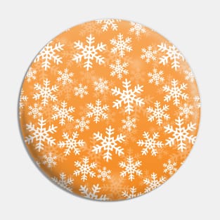 Orange and White Snowflakes Pin