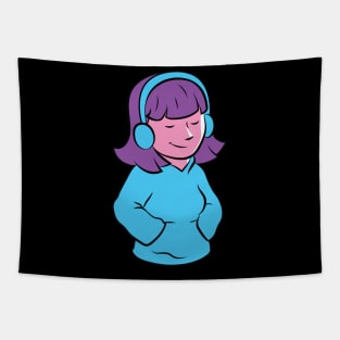 Music Girl Cartoon Tapestry