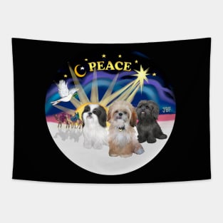 "Christmas Sunrise" Featuring Three Adorable Shih Tzus Tapestry