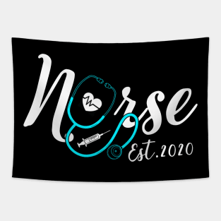 Womens New Nurse Est 2020 Nursing School Graduation Gift Tapestry