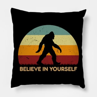 Retro Sunset - Bigfoot Believe In Yourself Pillow