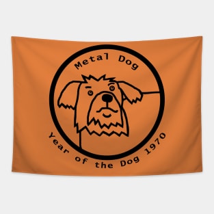 Year of the Metal Dog Vintage 1970 Outline Tapestry