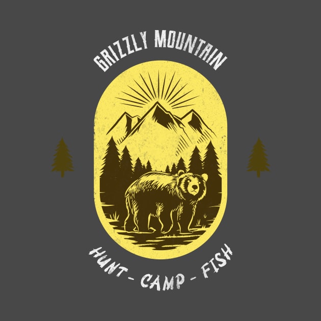 Grizzly Mountain Hunt Camp Fish - Yellow V2 by Tip Top Tee's