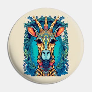 Abstract Psychedelic Giraffe Portrait Pin