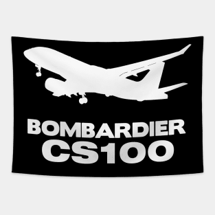 Bombardier CS100 Silhouette Print (White) Tapestry