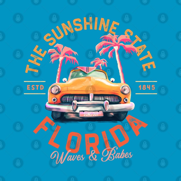 Florida, The Sunshine State Retro Summer Surf & Travel Art by The Whiskey Ginger