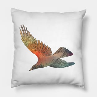 Pretty bird in flight with warm watercolour effect Pillow