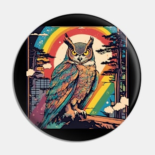 Vintage Owl Dad Loves Wild Great Horned Owl Pin