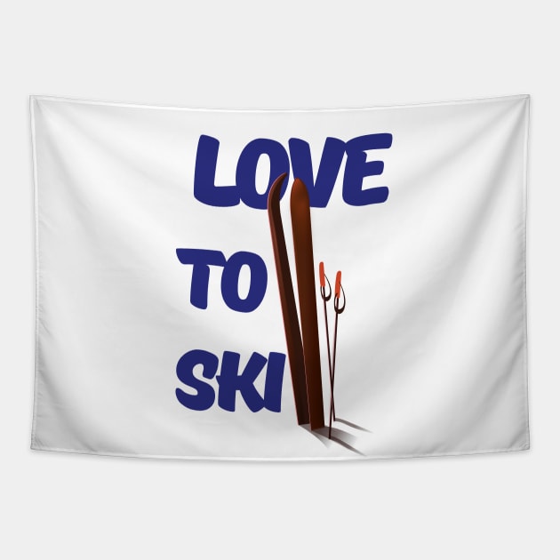 Love to Ski Tapestry by nickemporium1