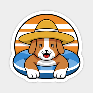 Happy dog swimming Magnet