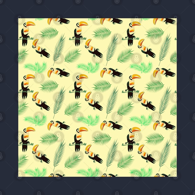 Tropical seamless pattern with toucan bird and palm tree by Cute-Design