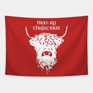 Moo rry Merry Christmas Tapestry