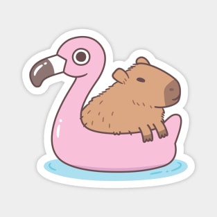 Cute Capybara Chillin On Flamingo Pool Float Magnet