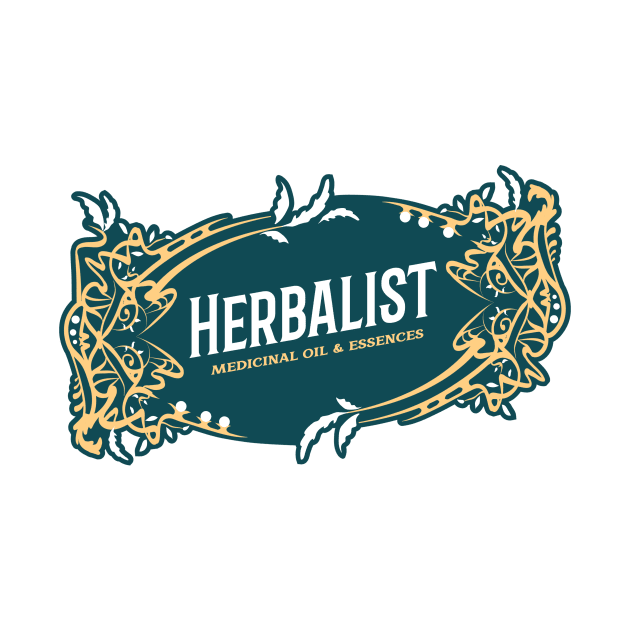 Herbalist medicinal oil and essences tee by Kamran Sharjeel