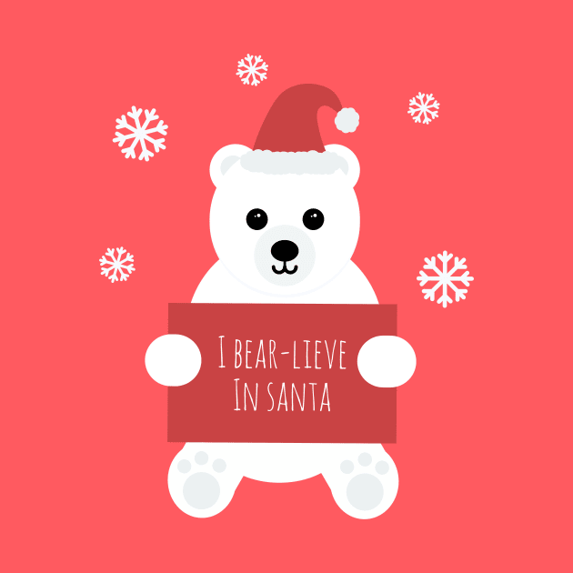 'I Bear-lieve In Santa' by bluevolcanoshop@gmail.com