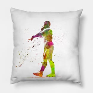 Soccer referee in watercolor Pillow