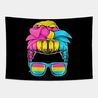 Pansexual Messy Bun LGBT-Q Cool Pan Pride Flag Mom Tapestry