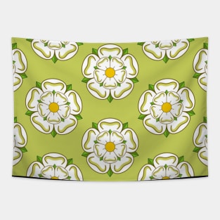 Yorkshire Rose - Pattern - Green Background Tapestry