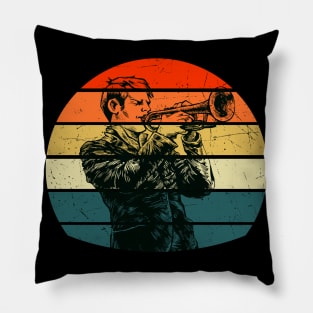 Trumpet Player Musician Blaskapelle Jazz Retro Pillow