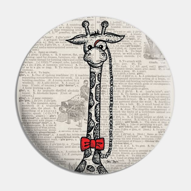 Giraffe with Moncocle Pin by tamiboyce