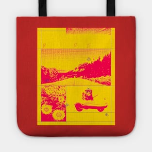 Absurd Driving Pug with Sunflowers Tote