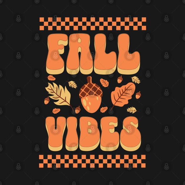 Fall Vibes Typography with Autumn Leaves by Odetee