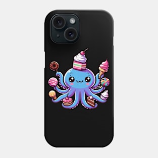 Kawaii Octopus with Cake and Ice Cream Cute Food Snacks Phone Case