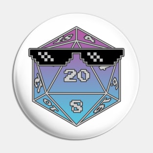 Retro 80s D20 Deal With It sans text Pin