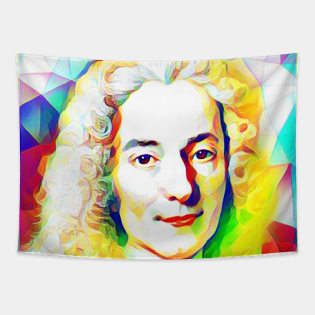 Voltaire Colourful Portrait | Voltaire Artwork 11 Tapestry by JustLit