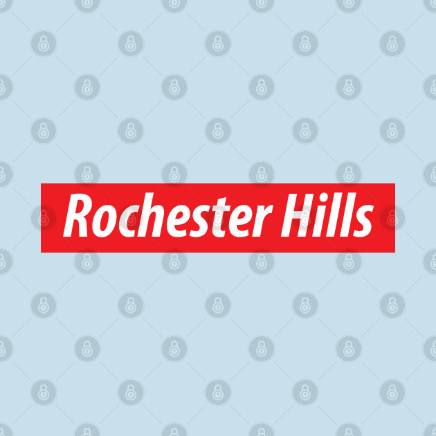 Discover ​'Rochester Hills' Michigan USA white text on a red background - Rochester Hills - T-Shirt