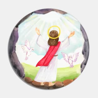 Watercolor Easter Jesus Pin