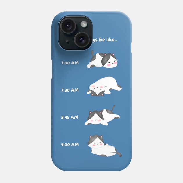Lazy Black and White Cat Phone Case by JileeArt