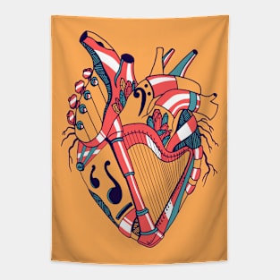 Retro Triad No 2 Musical Heart Tapestry