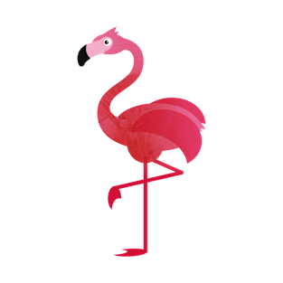 Pink Flamingo Illustration on Coral Background T-Shirt