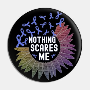 Nothing Scares Me World Diabetes Day Blue Sunflower Ribbon Pin