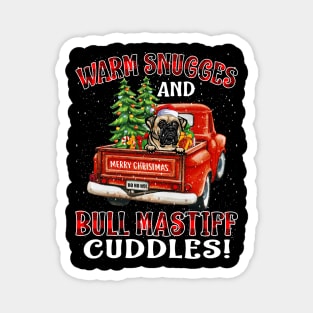 Warm Snuggles And Bull Mastiff Cuddles Ugly Christmas Sweater Magnet