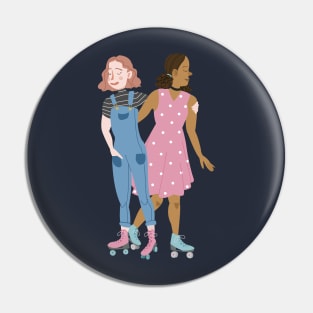 Rollerskating Girls Pin