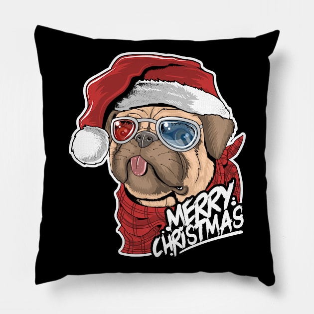 Christmas Pug Pillow by Magniftee