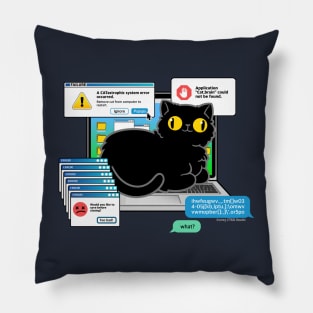 Cat on Laptop Glitch Pillow