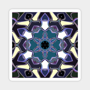 Cartoon Mandala Flower Blue Purple and White Magnet