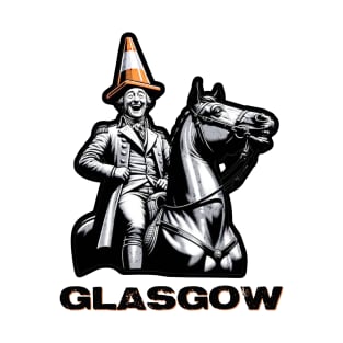 Duke of Wellington Statue Laughing in Glasgow Black and Orange T-Shirt