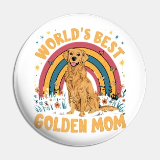 World's Best Golden Mom Rainbow and Butterflies Graphic Pin