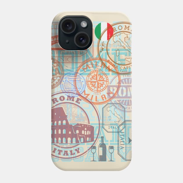 Travel stamps Italy Phone Case by studio_838