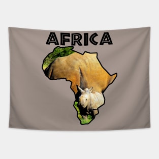 Africa Wildlife Continent Rhino Calf Tapestry