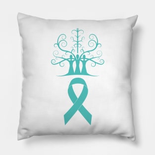 Ovarian Cancer Awareness Teal Ribbon Sisters Tree Of Life Pillow