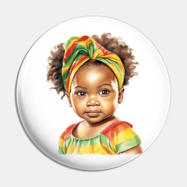 Watercolor Juneteenth Baby Girl Pin by Chromatic Fusion Studio