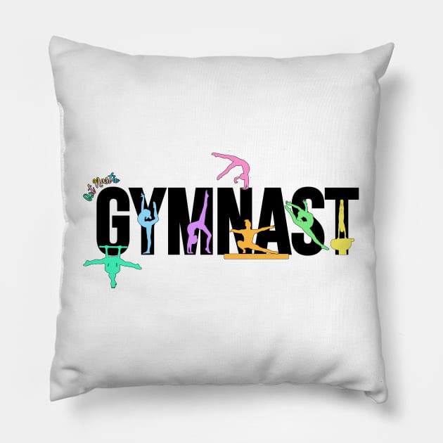 Gymnast Silhouette Art - Art Nastix - Multicolor Pillow by Art Nastix Designs