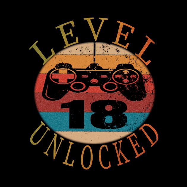 Level 18 Unlocked Funny Video Gamer 18th Birthday Gift by Grabitees