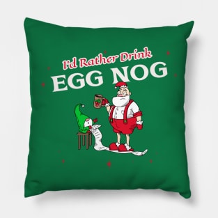 “I’d Rather Drink Egg Nog” Tired Santa Going Over Naughty List With Elf Assistant Pillow