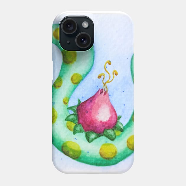 Green liana with red flower Phone Case by Meirami Art 